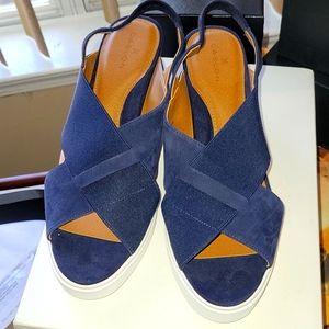 New Navy blue suede criss-cross sandles
